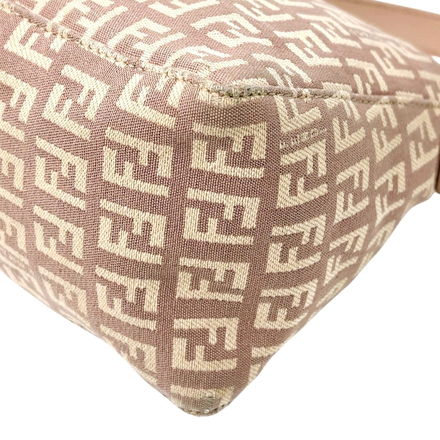 Luxury Promise FENDI Vintage Logo Zucchino Monogram Shoulder Bag Pochette Beige Pink Cotton