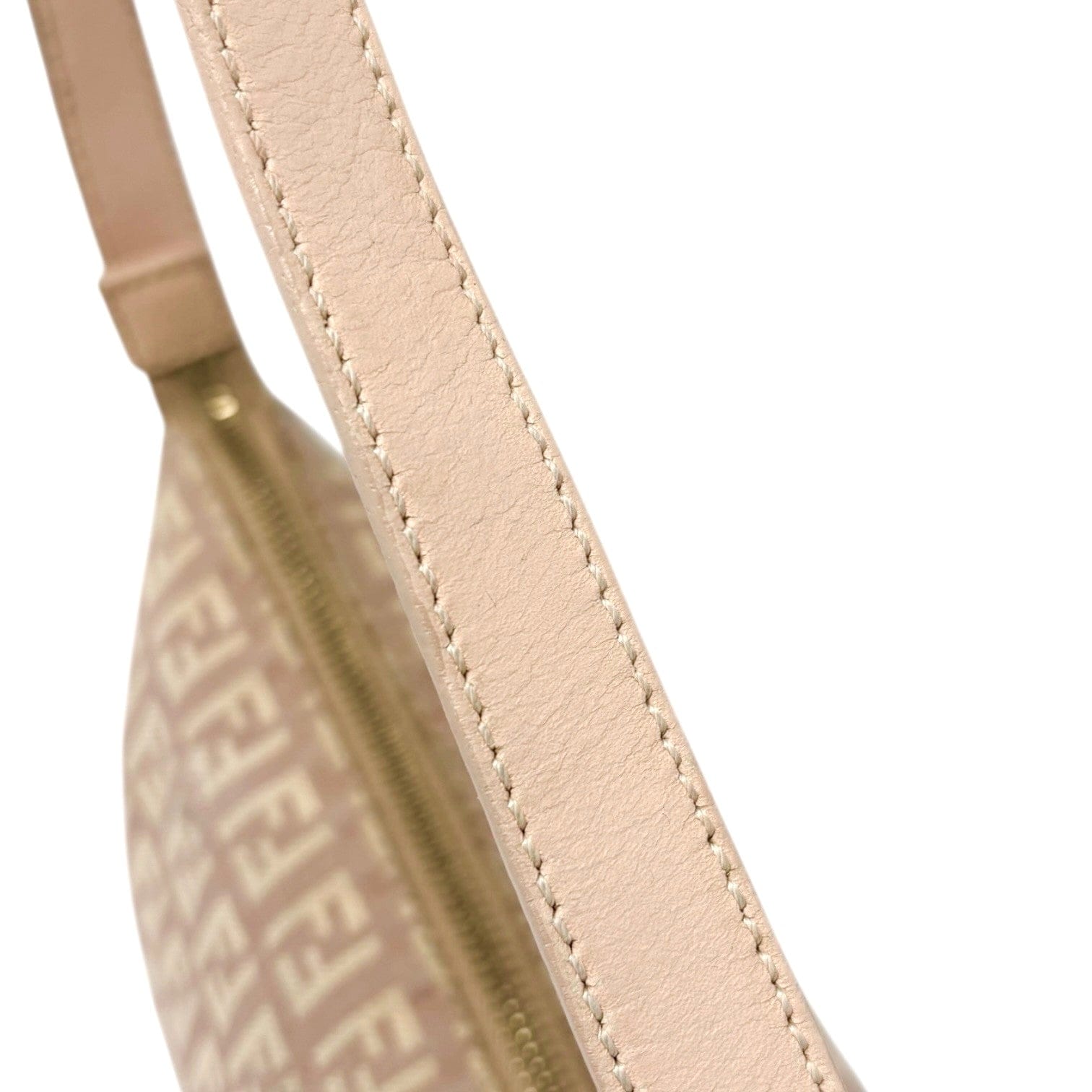 Luxury Promise FENDI Vintage Logo Zucchino Monogram Shoulder Bag Pochette Beige Pink Cotton