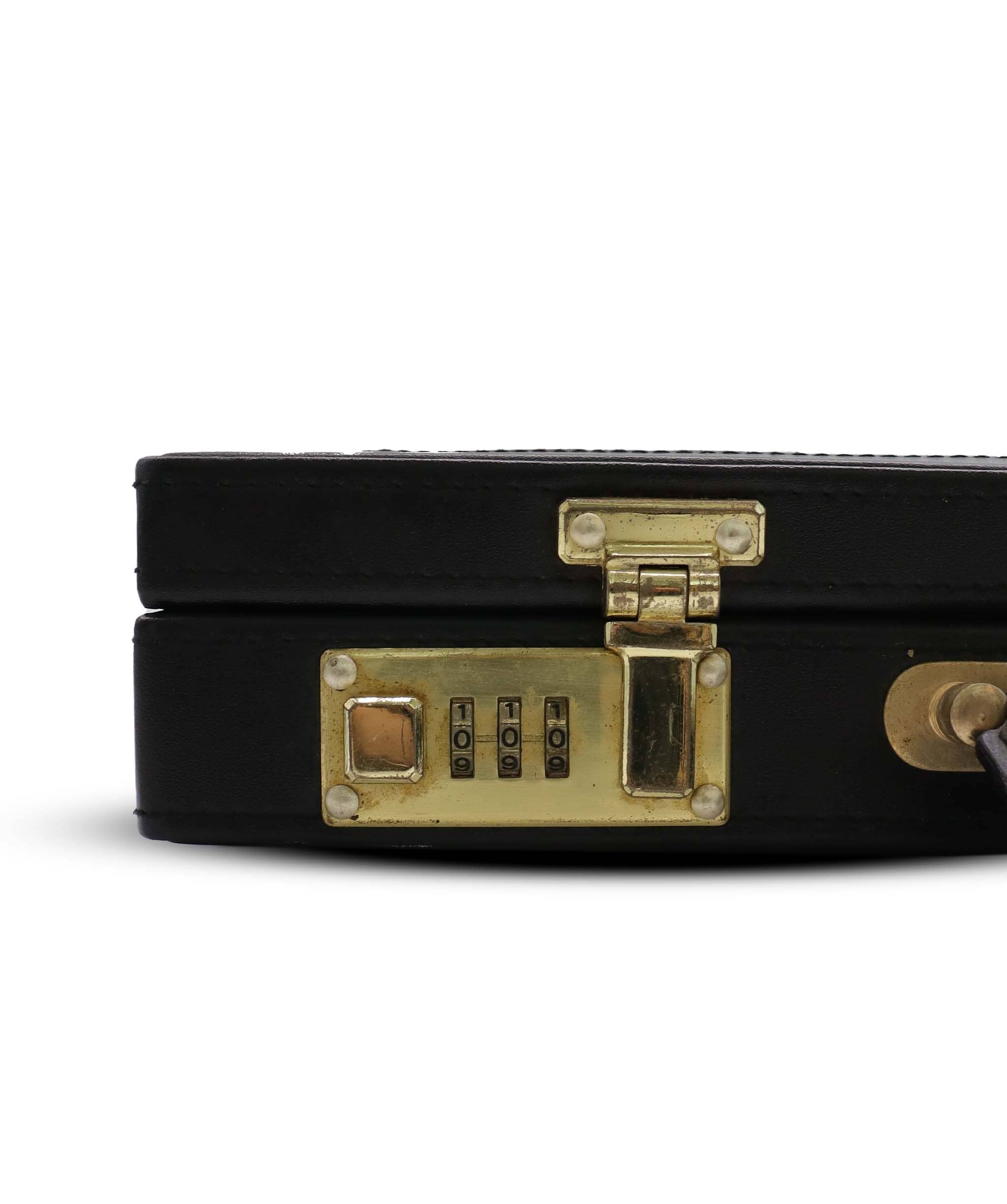Luxury Promise GUCCI Web Sherry Line Attache Case Hand Bag Leather Black Gold Auth 150578