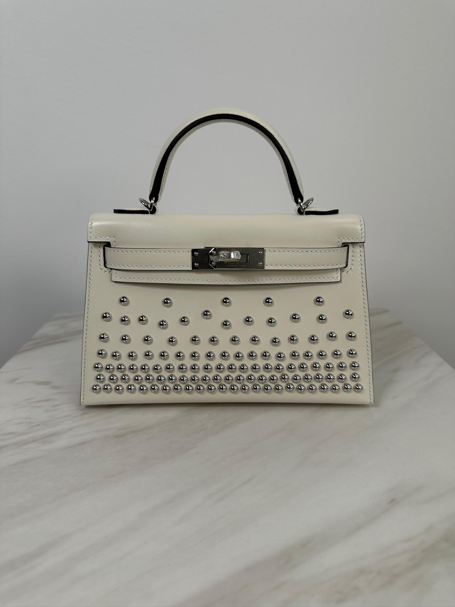 Luxury Promise Hermès Mini Kelly Cloute Cream Palladium Hardware G