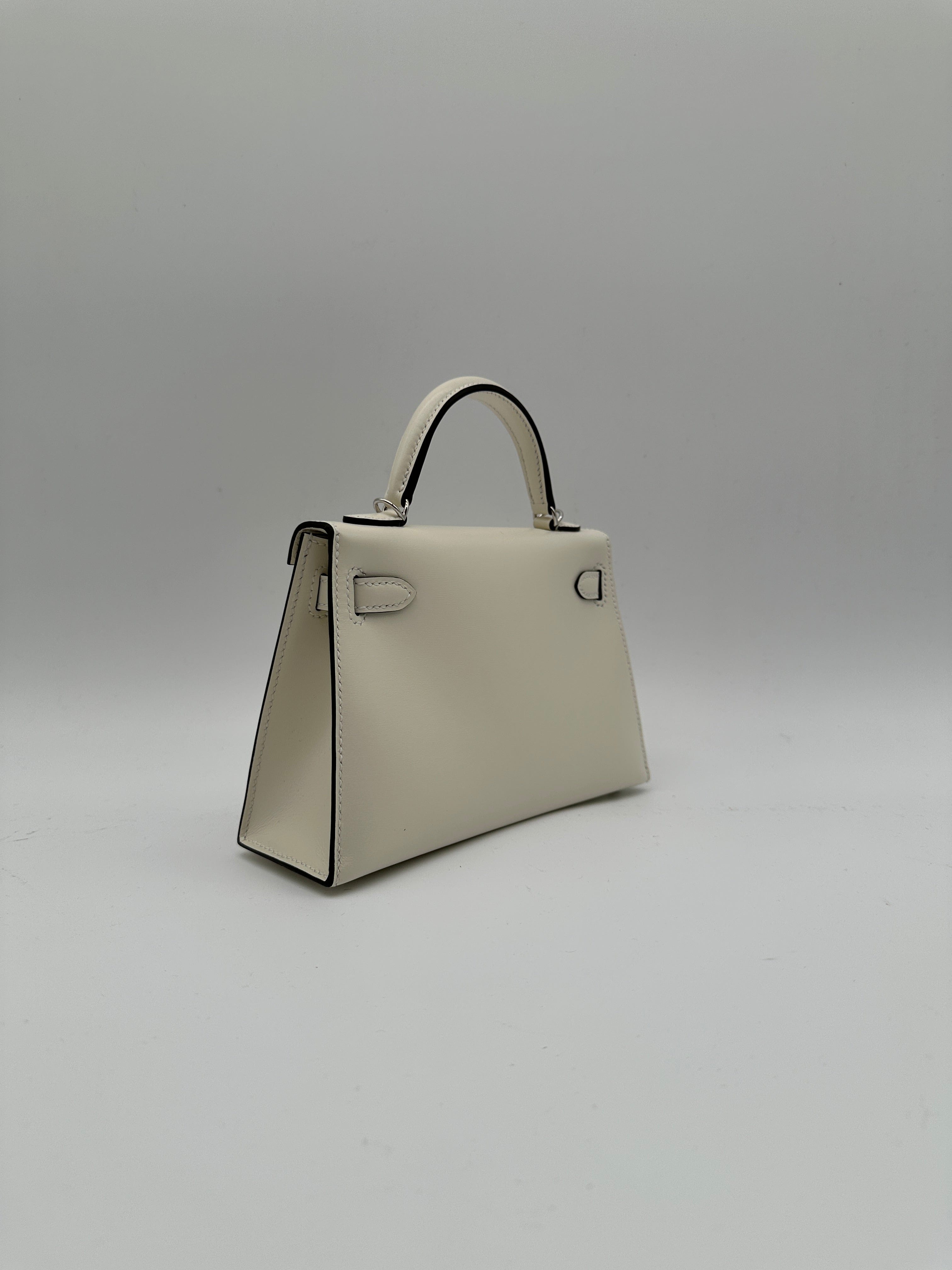 Luxury Promise Hermès Mini Kelly Cloute Cream Palladium Hardware G