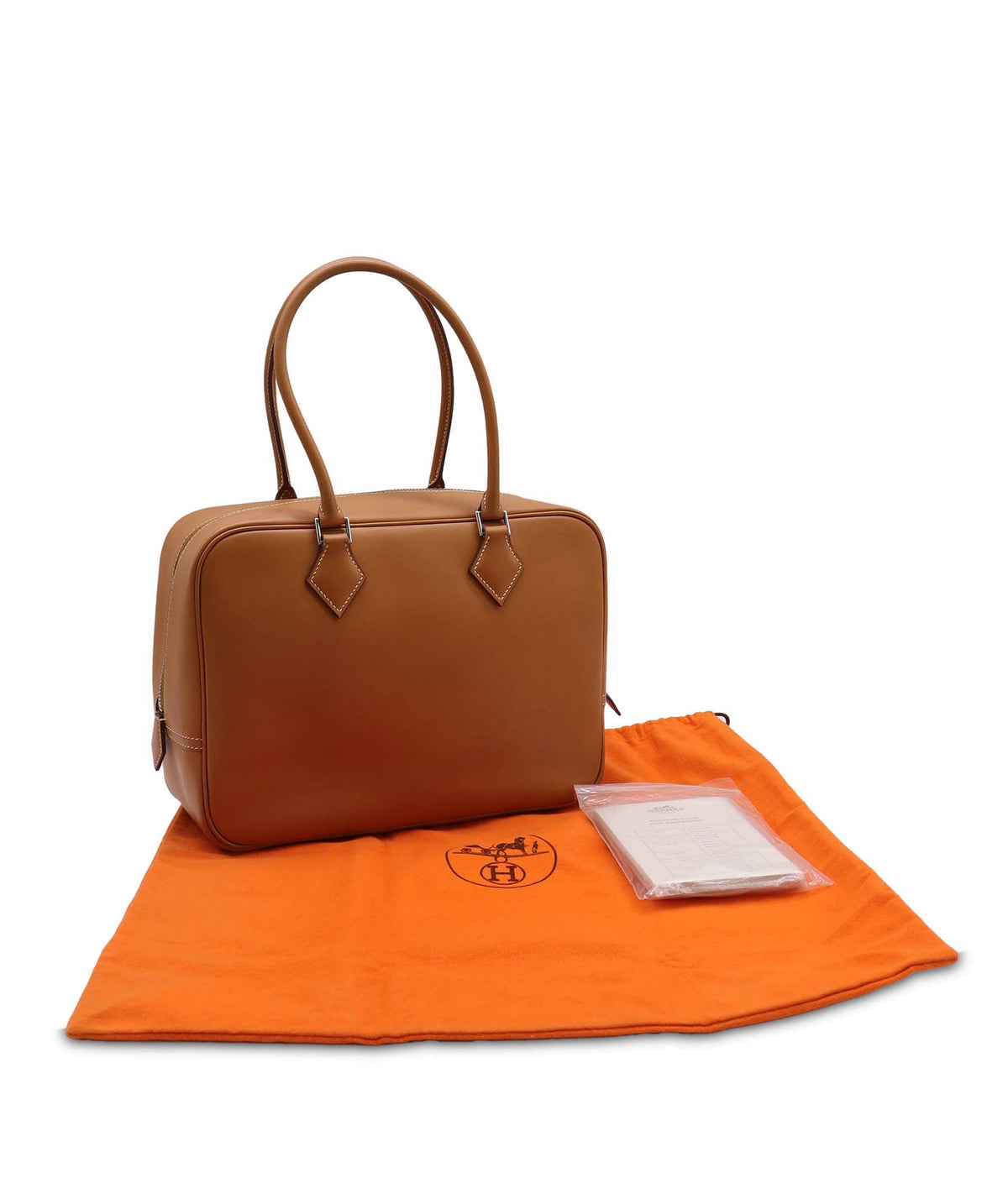 Luxury Promise HERMES PLUME 28 NATUREL VEAU CHAMONIX HAND BAG 2004 SQUARE H PALLADIUM HARDWARE DXBS6649