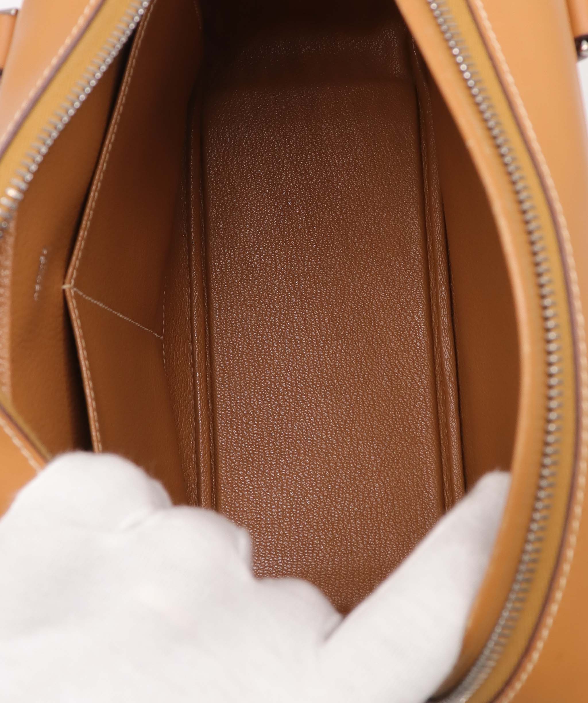 Luxury Promise HERMES PLUME 28 NATUREL VEAU CHAMONIX HAND BAG 2004 SQUARE H PALLADIUM HARDWARE DXBS6649