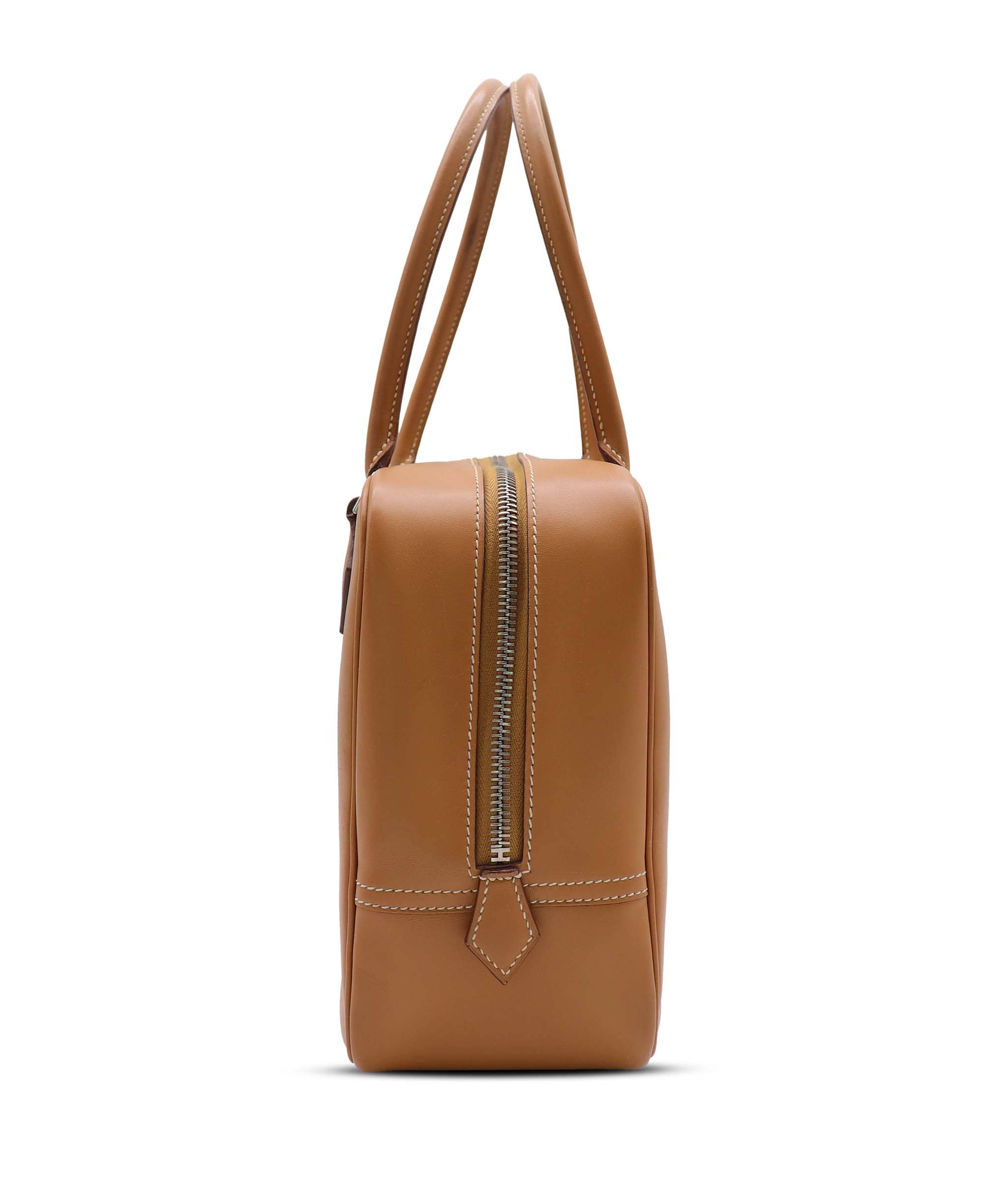 Luxury Promise HERMES PLUME 28 NATUREL VEAU CHAMONIX HAND BAG 2004 SQUARE H PALLADIUM HARDWARE DXBS6649