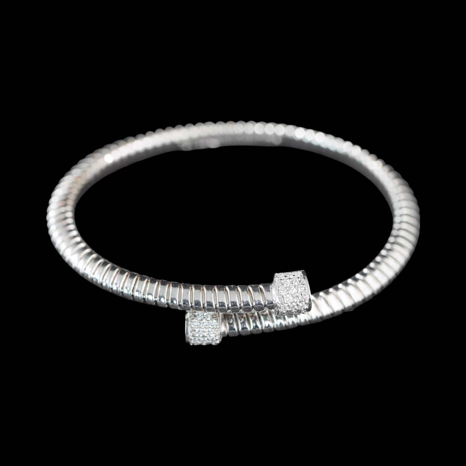 Luxury Promise 0.49ct White Diamond Bangle set in 18K White Gold