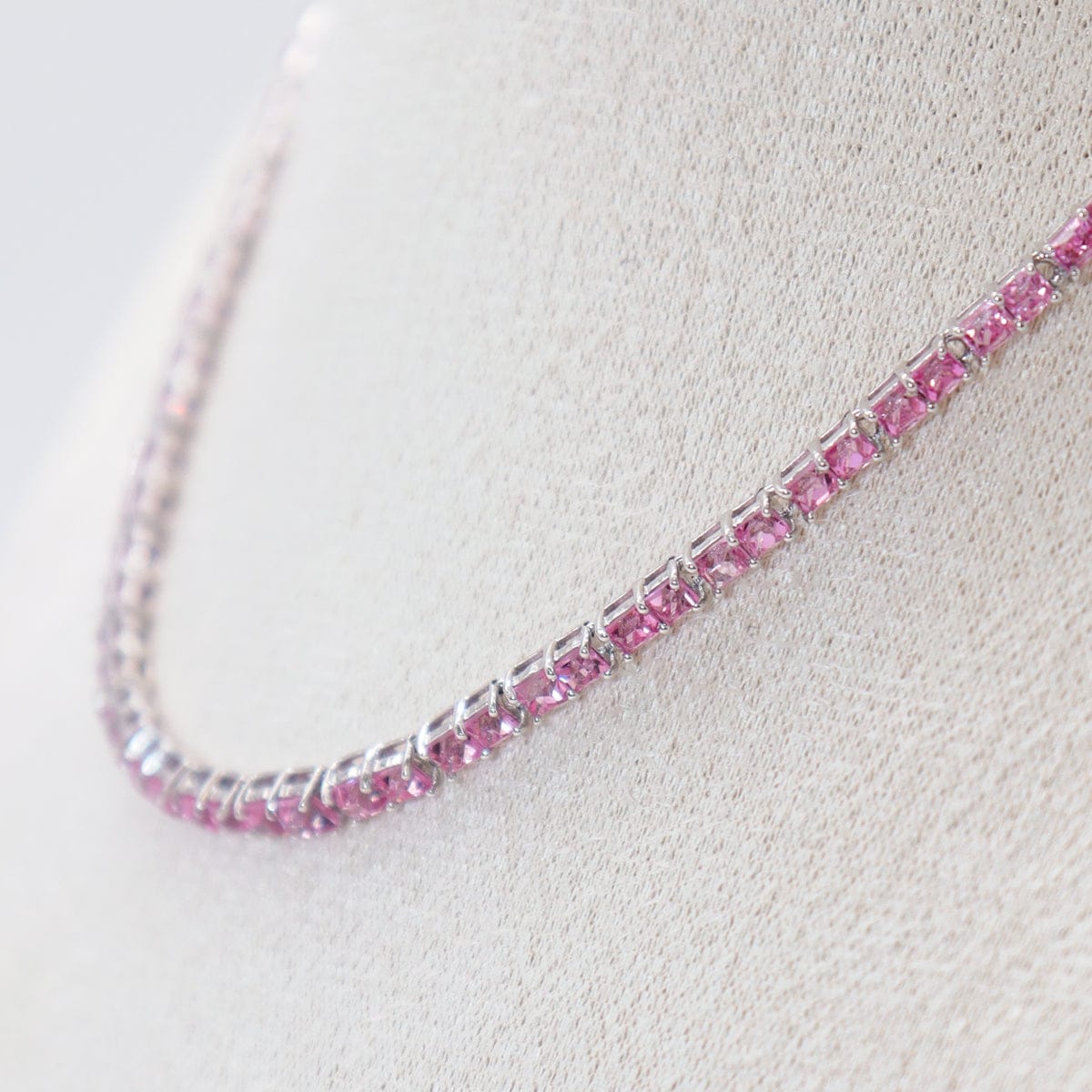 Luxury Promise BARBIE PINK SPINEL TENNIS NECKLACE WG 13.5CT  AVCHK362