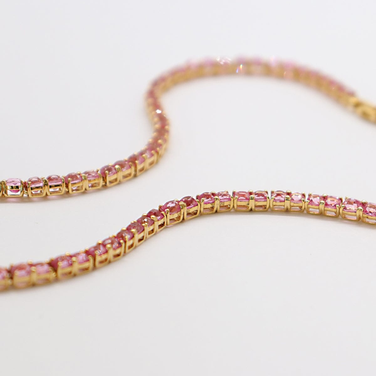 Luxury Promise BARBIE PINK SPINEL TENNIS NECKLACE YG 15"  AVCHK361