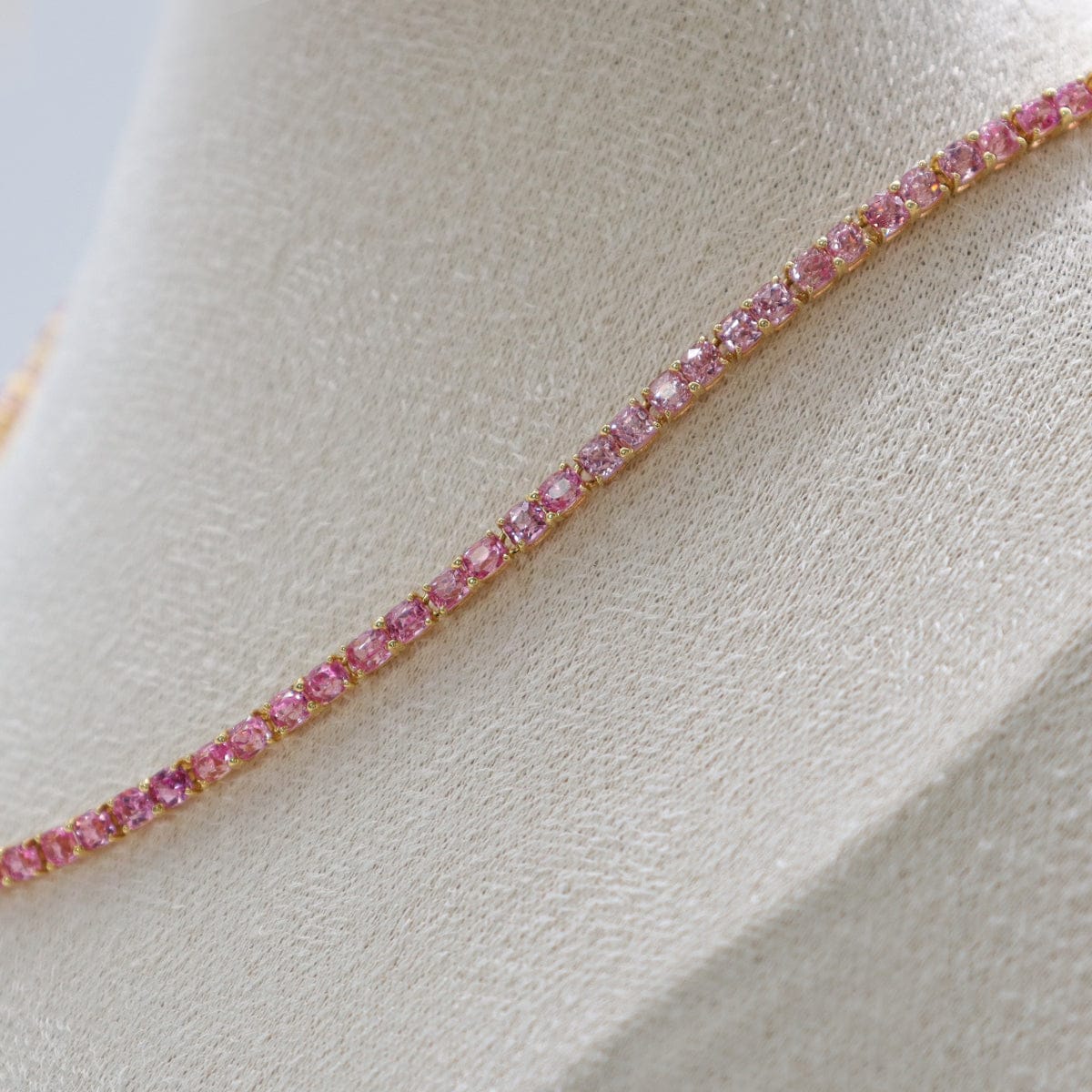 Luxury Promise BARBIE PINK SPINEL TENNIS NECKLACE YG 15"  AVCHK361