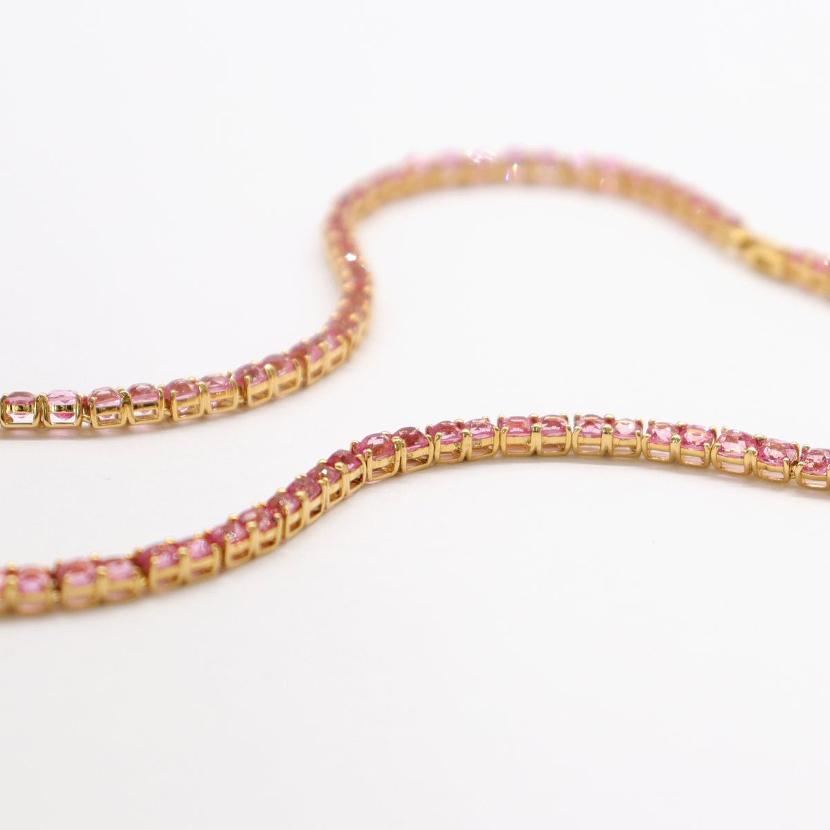 Luxury Promise BARBIE PINK SPINEL TENNIS NECKLACE YG 15"  AVCHK361