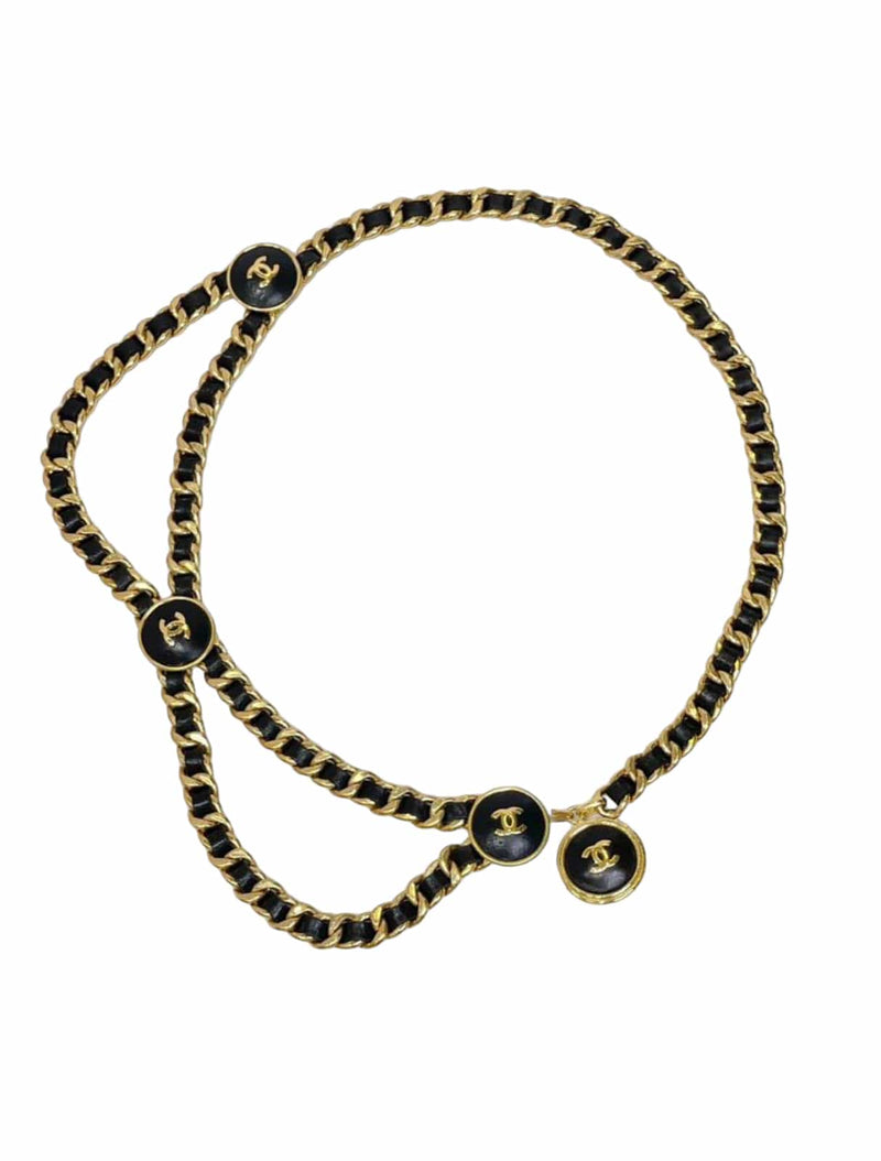 Chanel Gold & Black Leather Chain Belt – LuxuryPromise