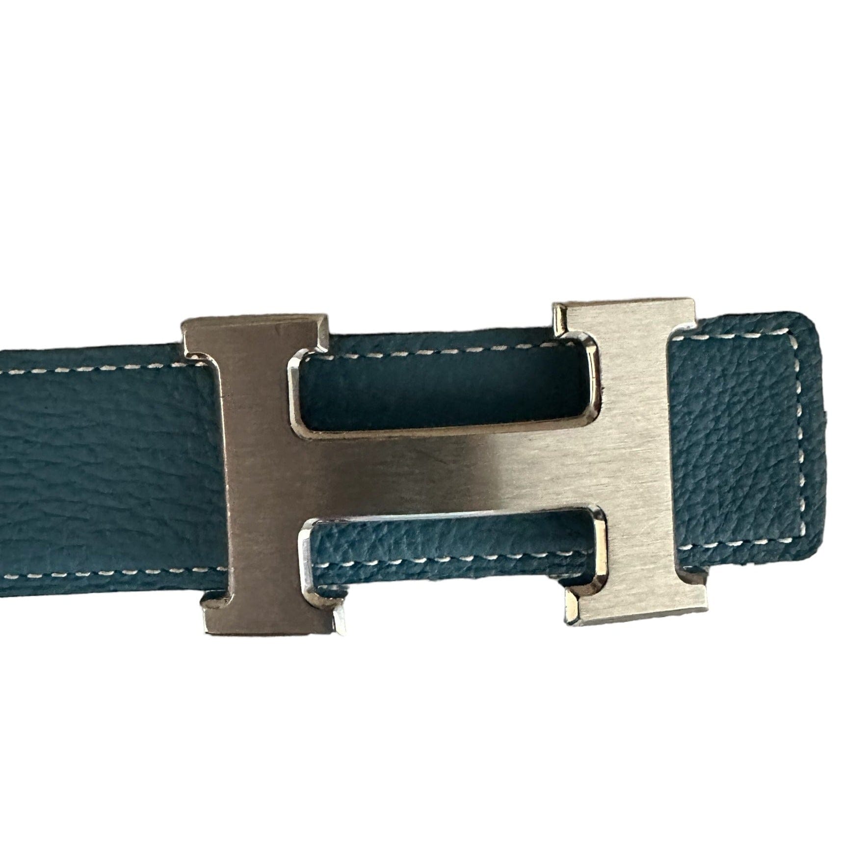 Luxury Promise Hermes Belt in Blue Jean/Black with PHW - 75cm