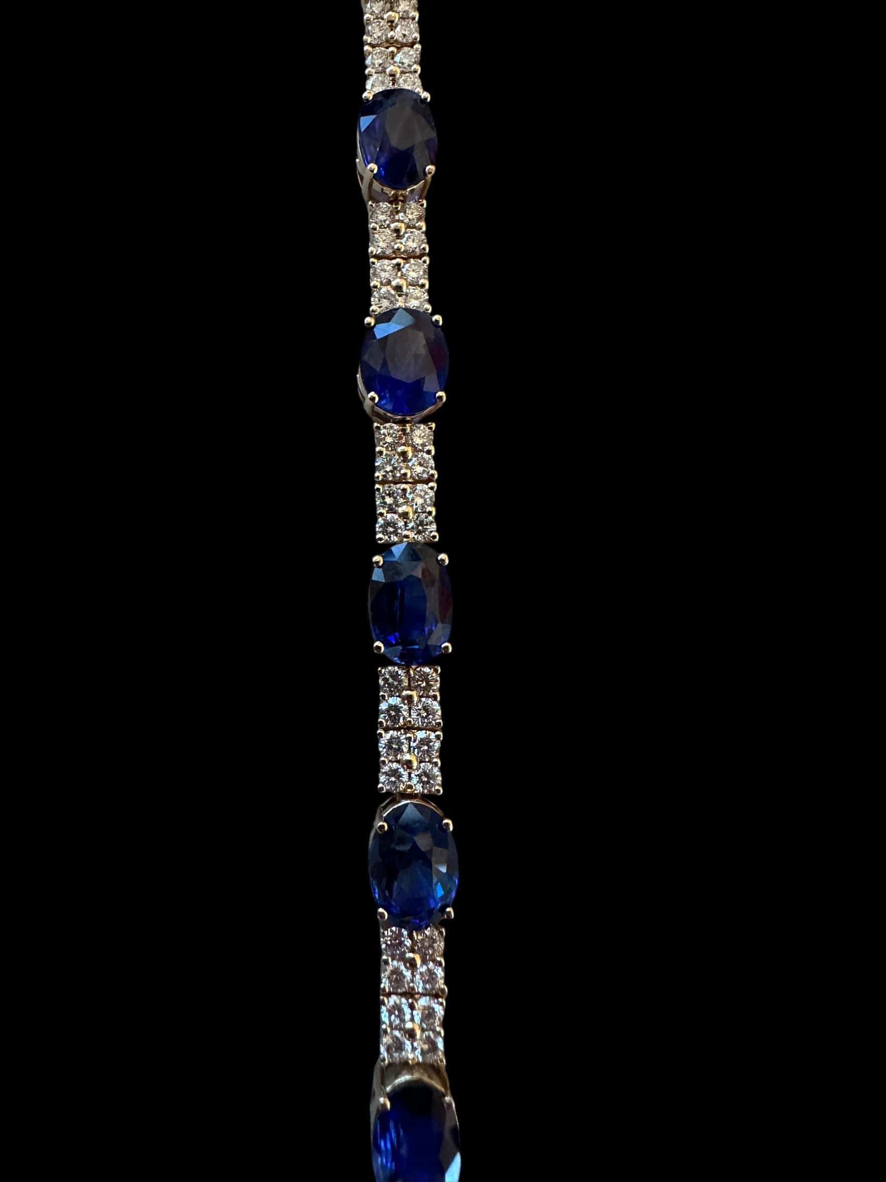 Luxury Promise 14.78ct Sri Lanka Natural "Royal Blue" Sapphire & 2.70ct Diamond Bracelet set in 18K Gold