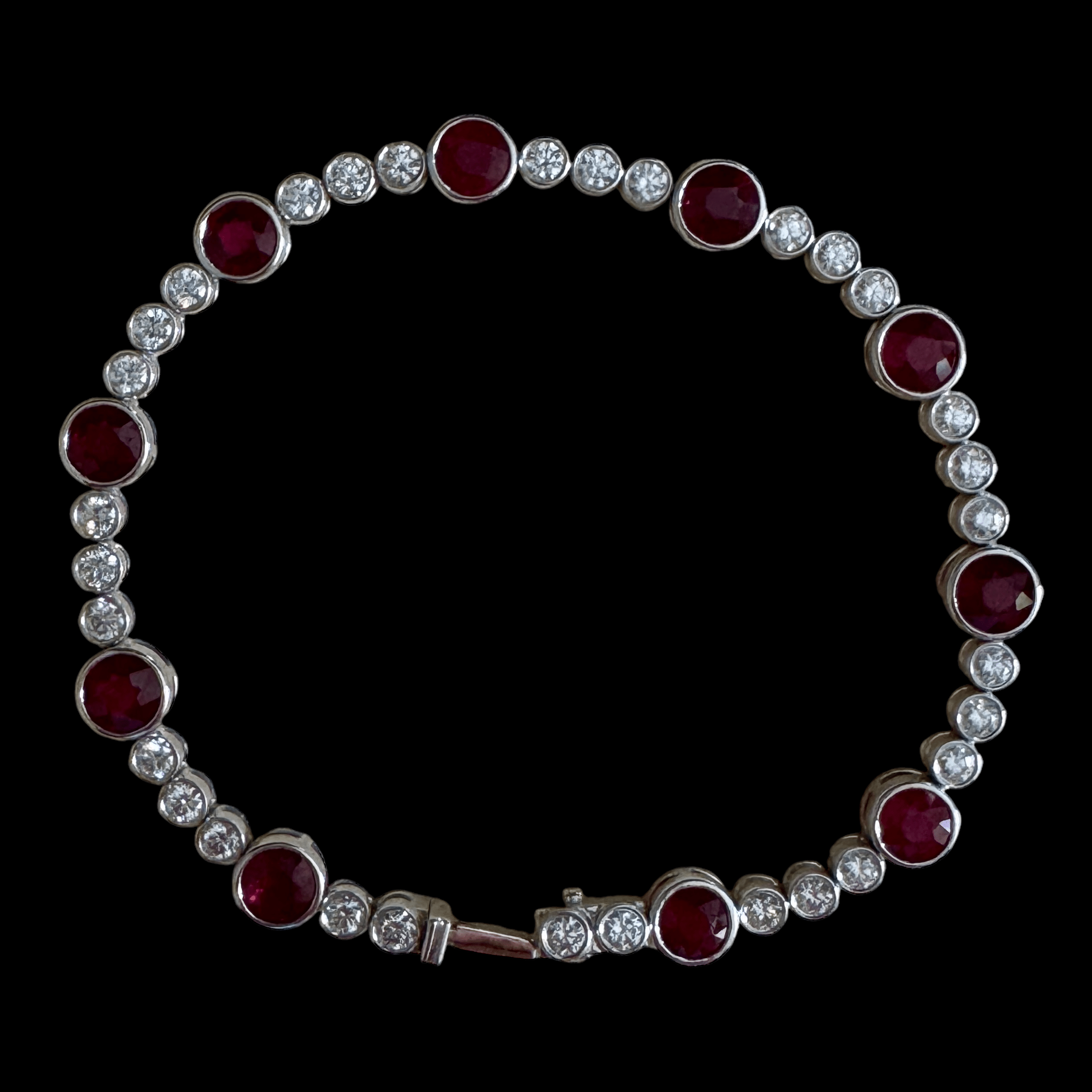 Luxury Promise 6.04ct "Pigeon Blood" Rubies & 2.02ct Natural White Diamond Bracelet Set in 18K White Gold