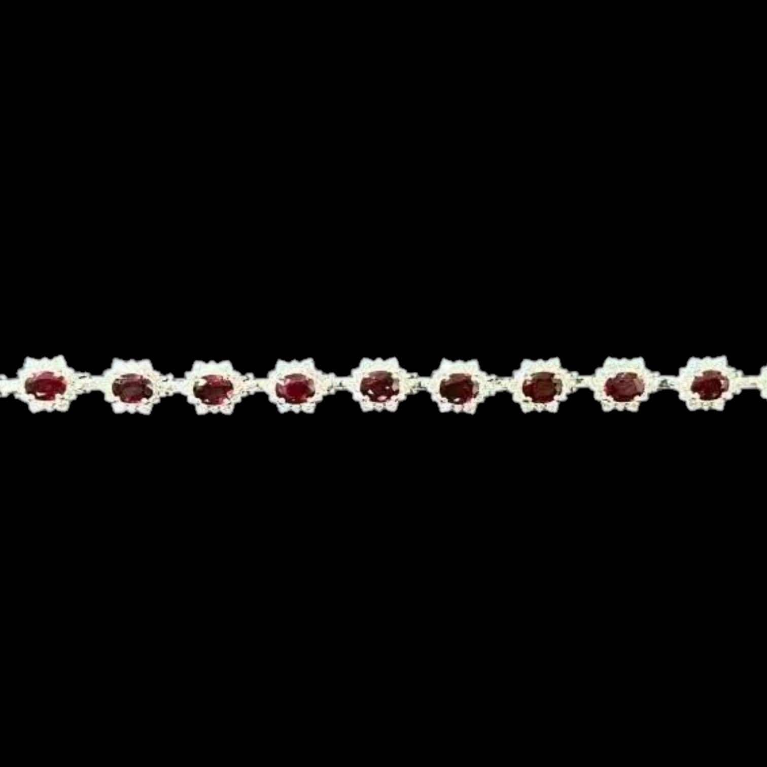 Luxury Promise 6.32ct Pigeon Blood Ruby Stone & 3.16ct Diamond Bracelet set in Platinum