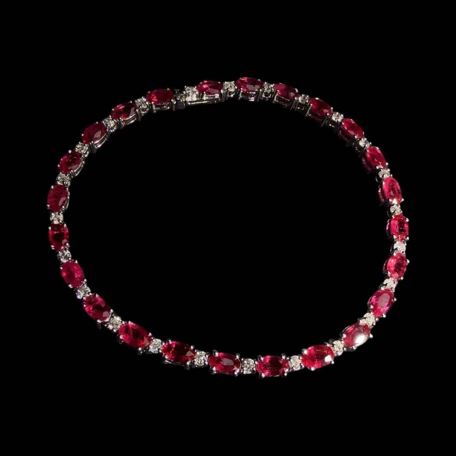 Luxury Promise 6.50ct Burma (Myanmar) Natural "Pigeon Blood" Ruby & 0.80ct Diamond Bracelet set in 18k Gold