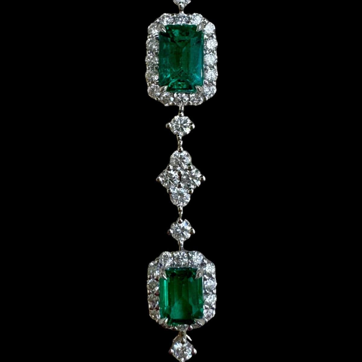 All Emerald & Diamond Bracelet set in 18K White Gold