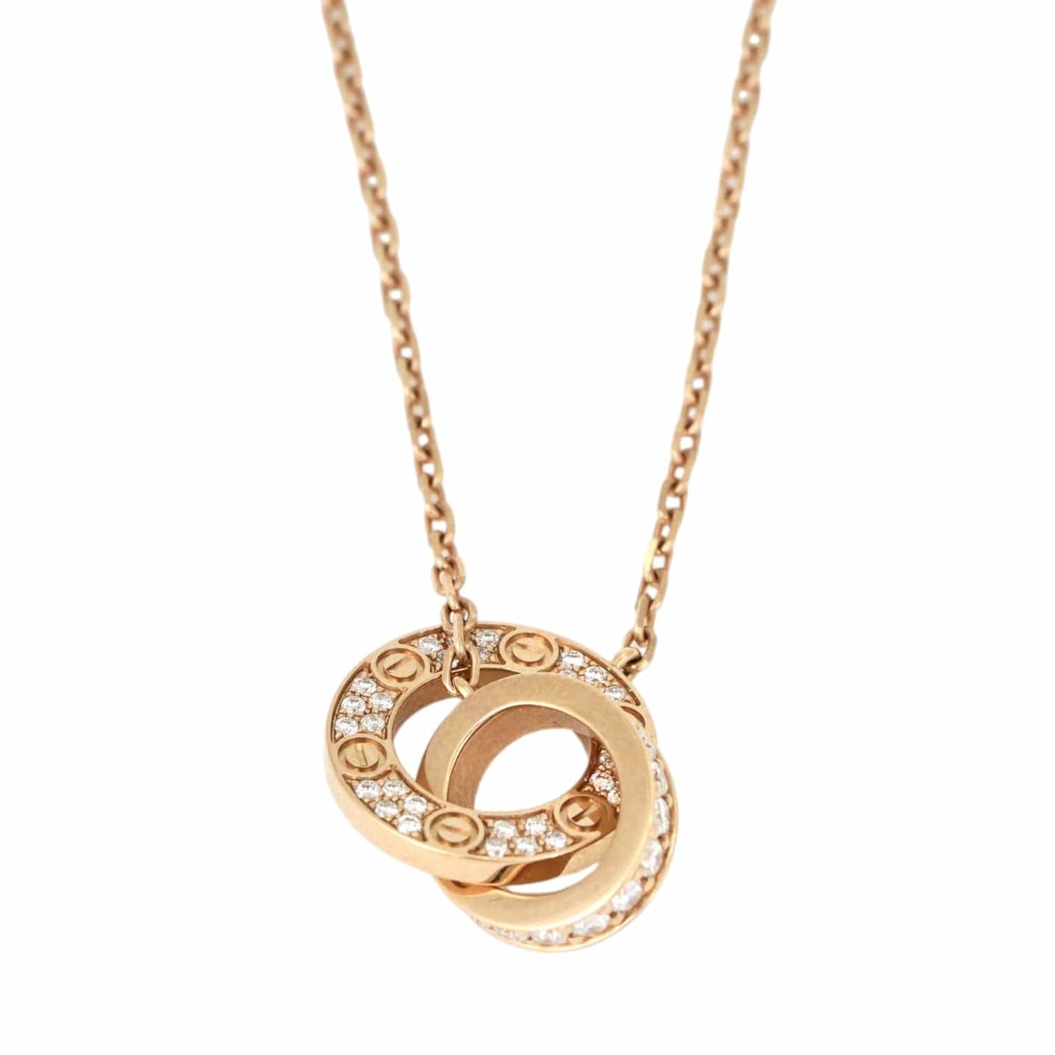 Luxury Promise Cartier Love Necklace Diamond in Rose Gold