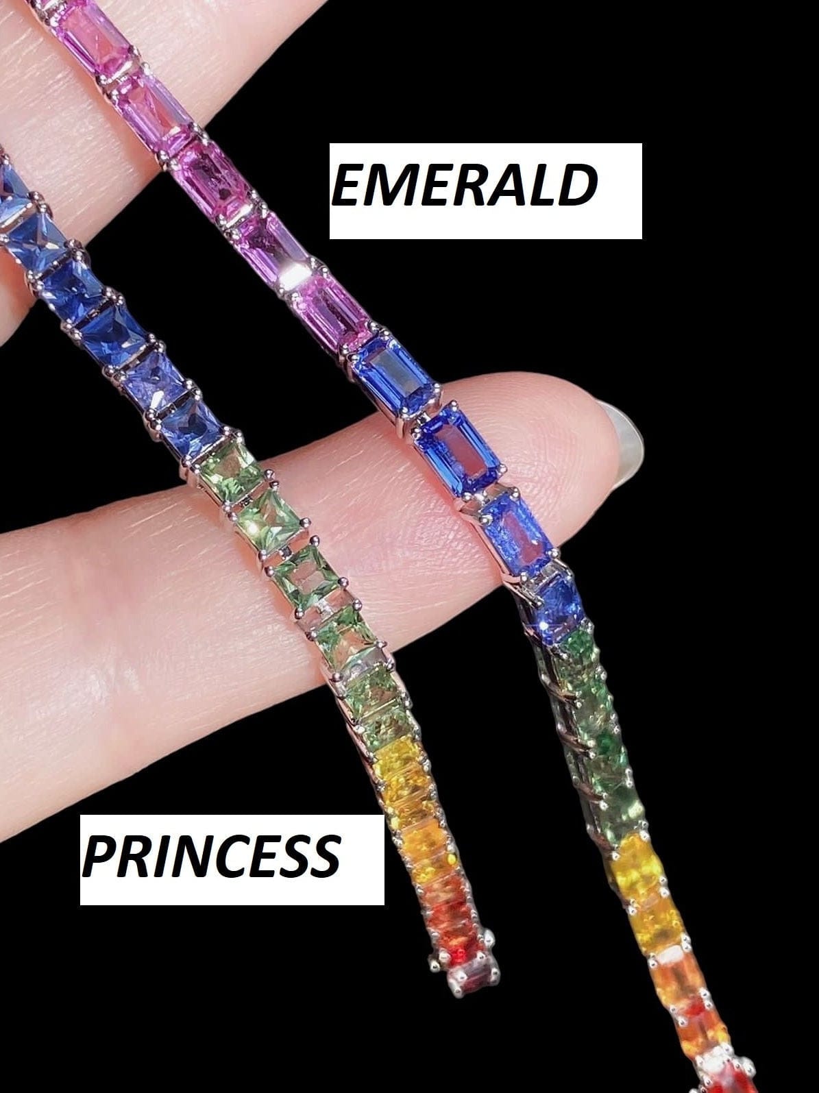 Luxury Promise Multi Sapphire Princess Cut Tennis Bracelet - S