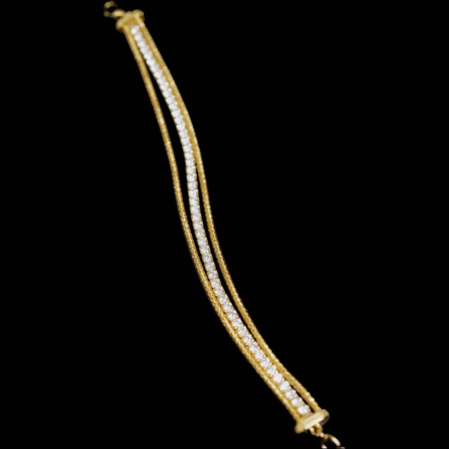 Luxury Promise Silver 925 Three Strand Bracelet, Made in Italy 11g