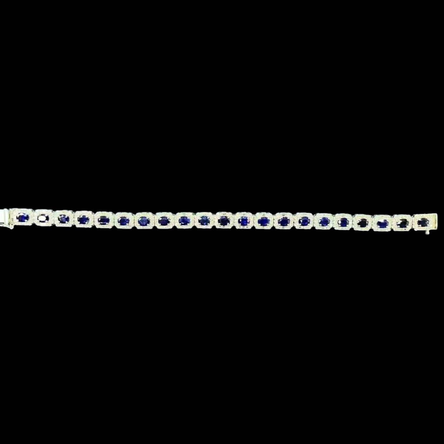 Luxury Promise Sri Lanka 8.82ct "Royal Blue Sapphire" & 2.73ct Natural Diamond Bracelet set in Platinum