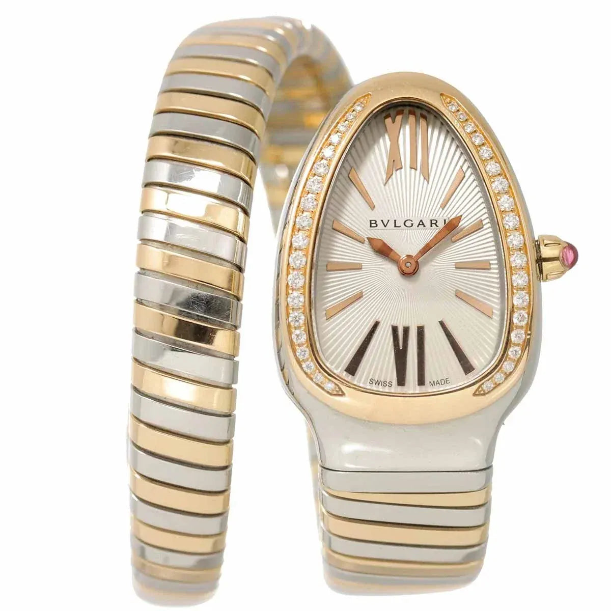 Luxury Promise BVLGARI Serpenti Tubogas SP35SPG Quartz K18PG Quartz Silver Dial 90340315