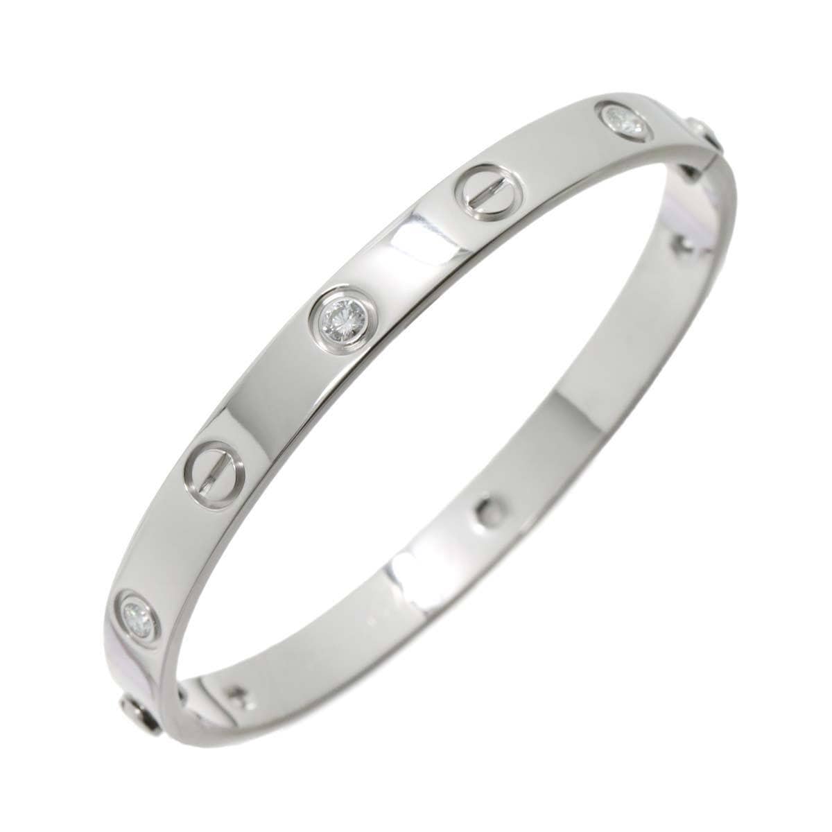 Luxury Promise Cartier Love Bracelet Diamond 6P Bangle 18K WG 750 Size16 90228246