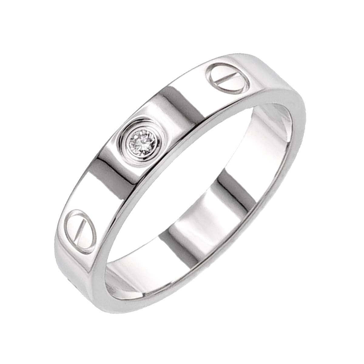 Luxury Promise Cartier Mini Love Diamond Ring 18K White Gold 750 size51 5.5-5.75(US) 90222862
