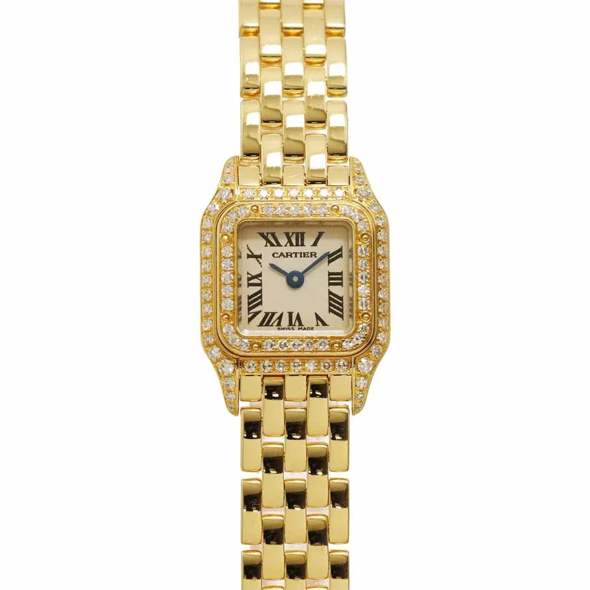 LUXURY PROMISE Cartier Mini Panthère WF3141B9 Ladies' Watch with Genuine Diamond Bezel, Ivory, 18K Yellow Gold (KG), Solid Gold, Quartz Movement, Cartier 90335960