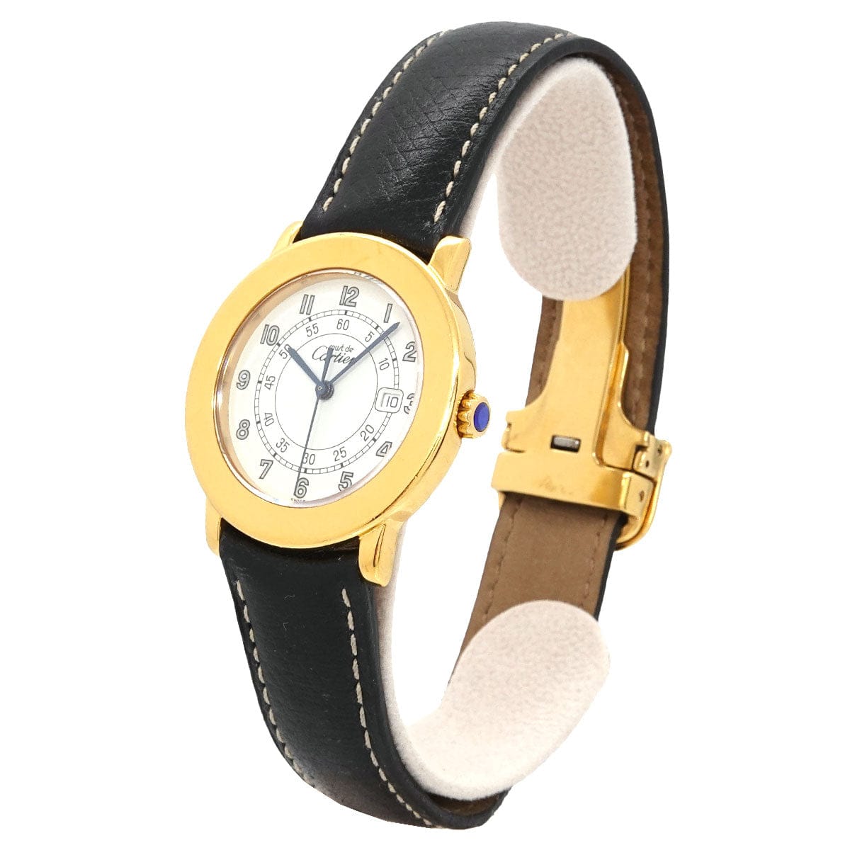 LUXURY PROMISE Cartier Must Ronde Vermeil LM W100844B Men's Watch, Date, Ivory, SV925 Quartz Watch, Must Ronde Vermeil, Cartier 90319103