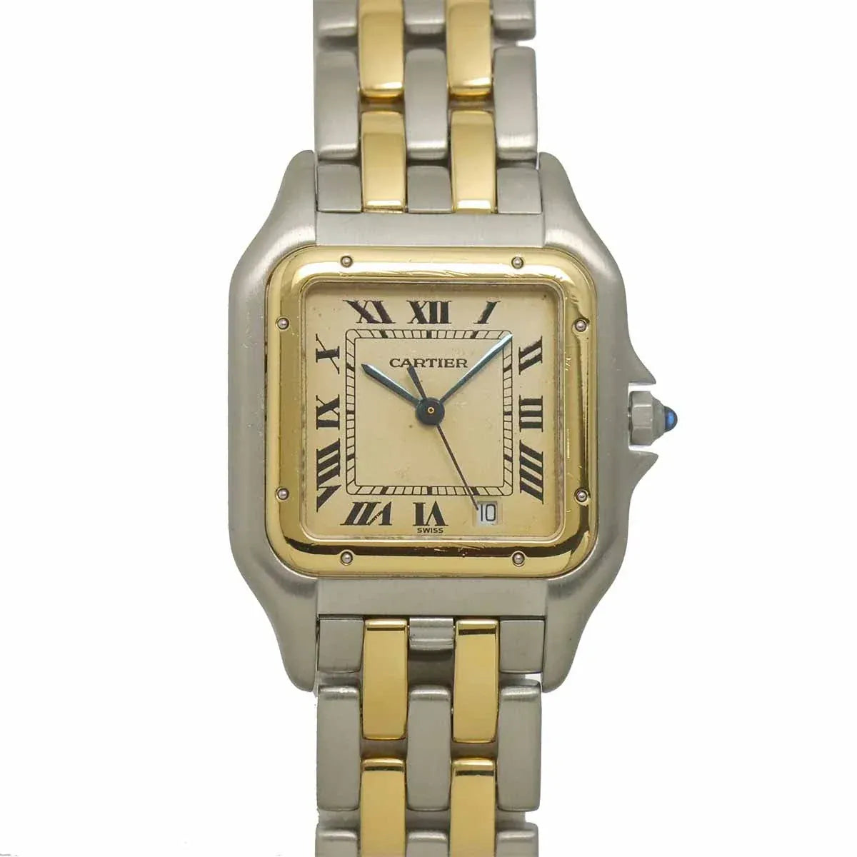 LUXURY PROMISE Cartier Panthere MM 2Row 83083242 YG Quartz Date Cream Dial Boys Watch 90318547