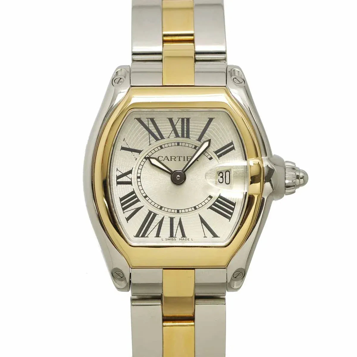 LUXURY PROMISE Cartier Roadster SM Combination W62026Y4 Women's Watch, Date, Silver, 18K Yellow Gold, Quartz Watch, Cartier 90331227