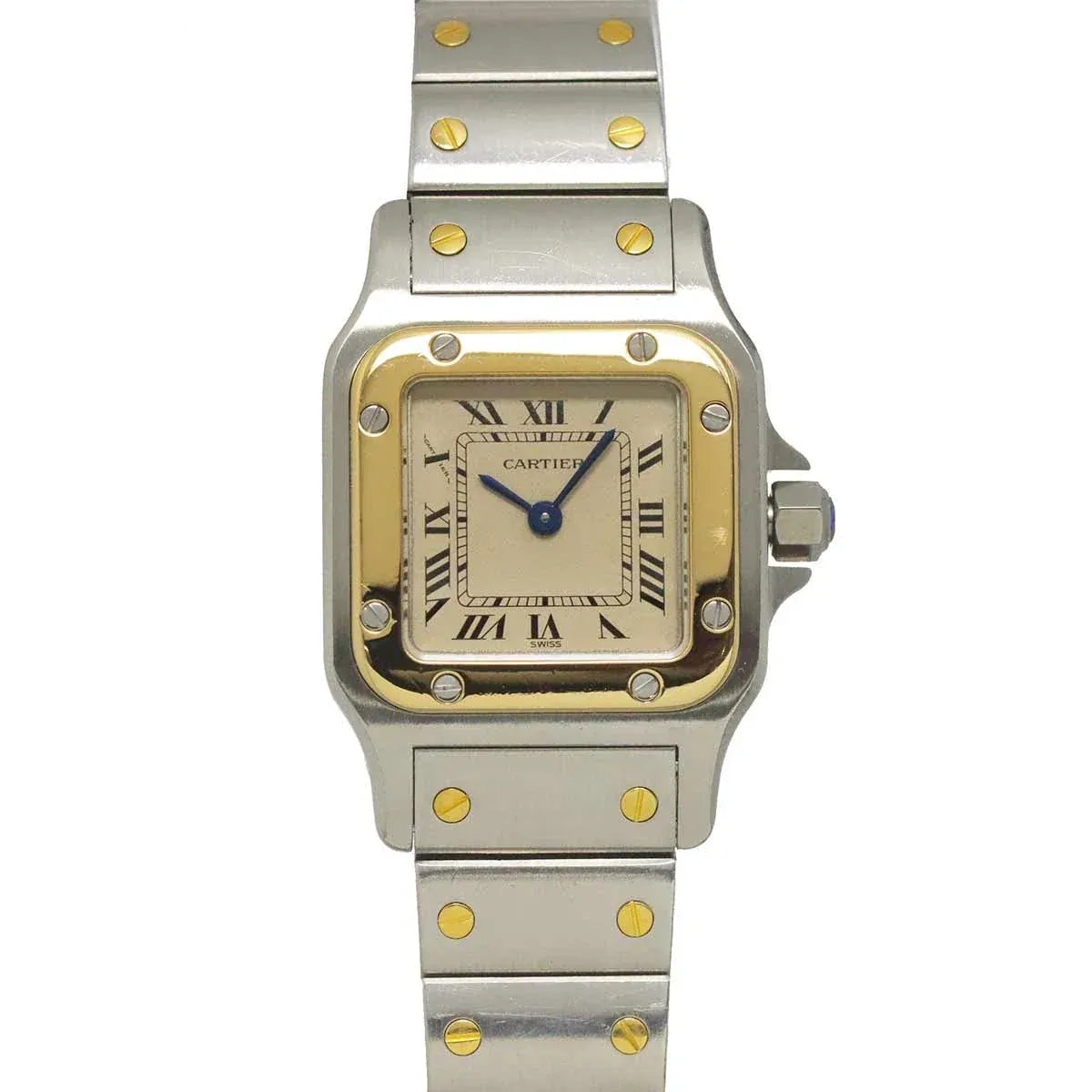 LUXURY PROMISE Cartier Santos Galbee W20012C4 750 YG Cream Dial Ladies Watch 90326040