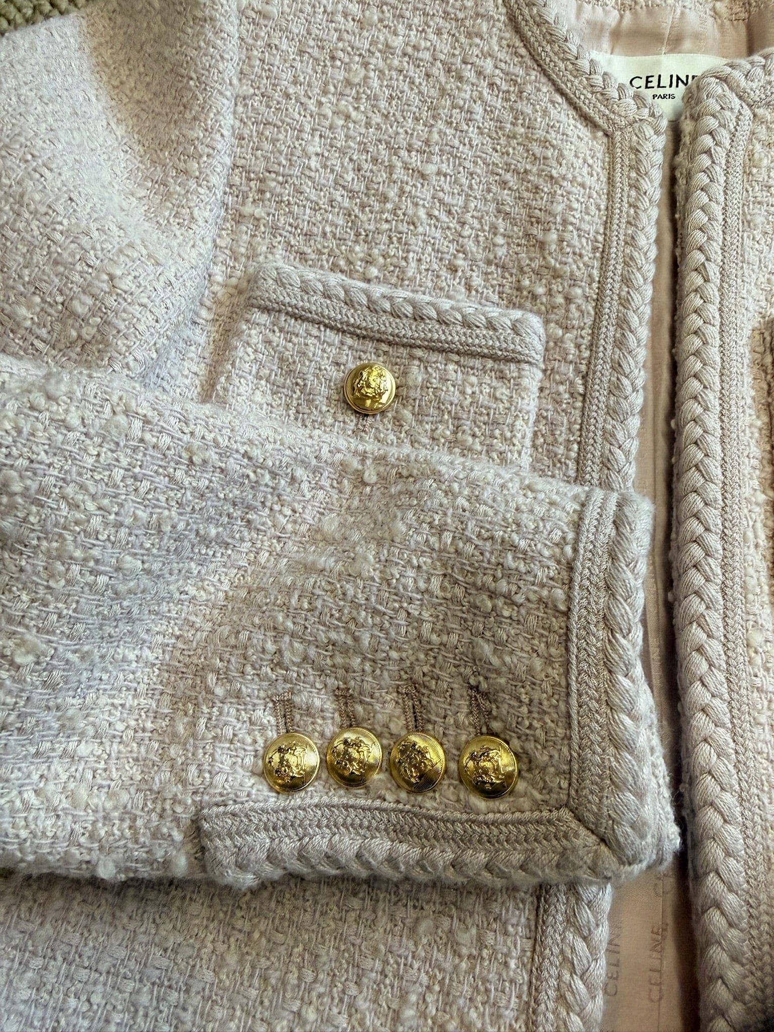 Luxury Promise CELINE Tweed Jacket Blush Pink-Size 34