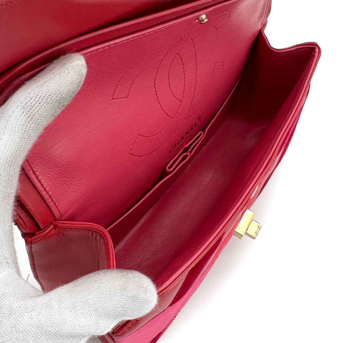 LUXURY PROMISE CHANEL 2.55 CHAIN SHOULDER BAG RED LAMB SKIN 90274412
