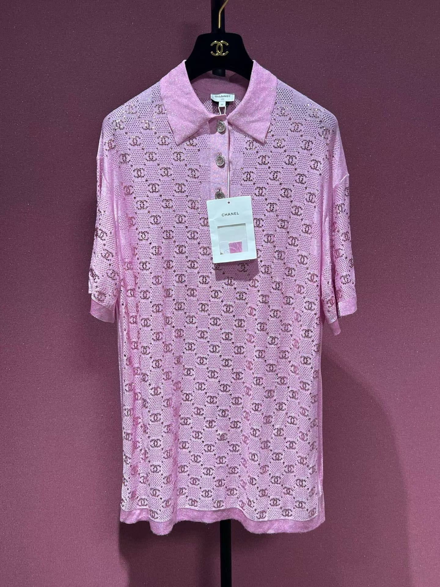 Luxury Promise CHANEL 2023P CRYSTAL PINK TOP/DRESS 36/38 FT102023