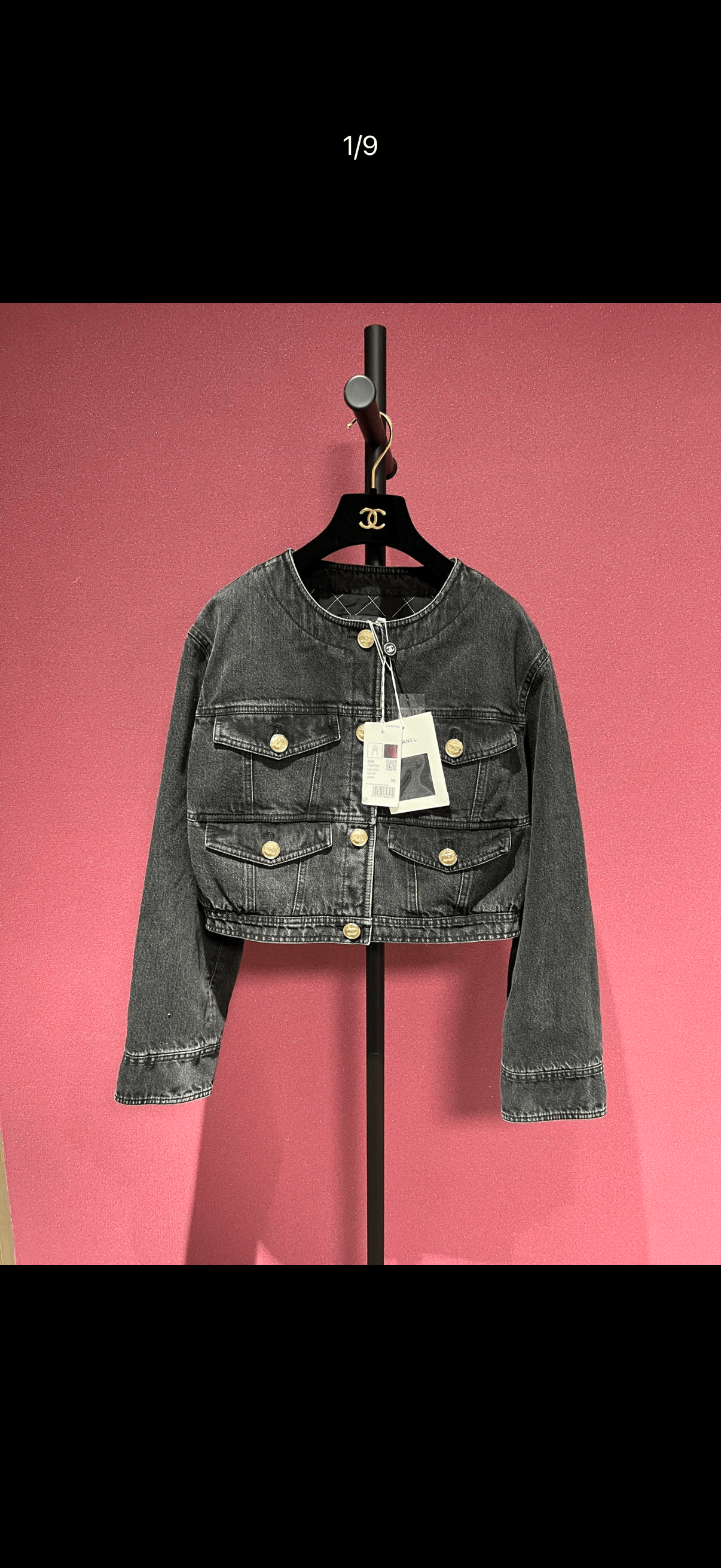 Luxury Promise CHANEL 20B DENIM BLACK JACKET 38 FT101672