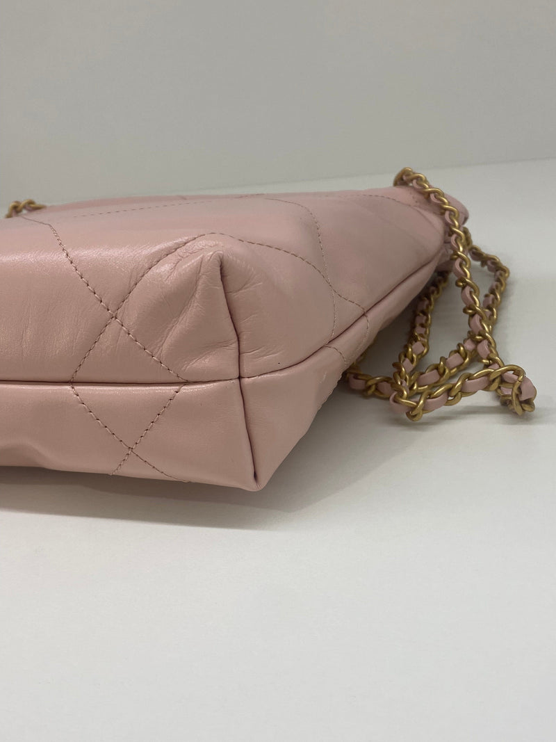Chanel Small 22 Bag Pink Calfskin Antique Gold Hardware – Madison Avenue  Couture