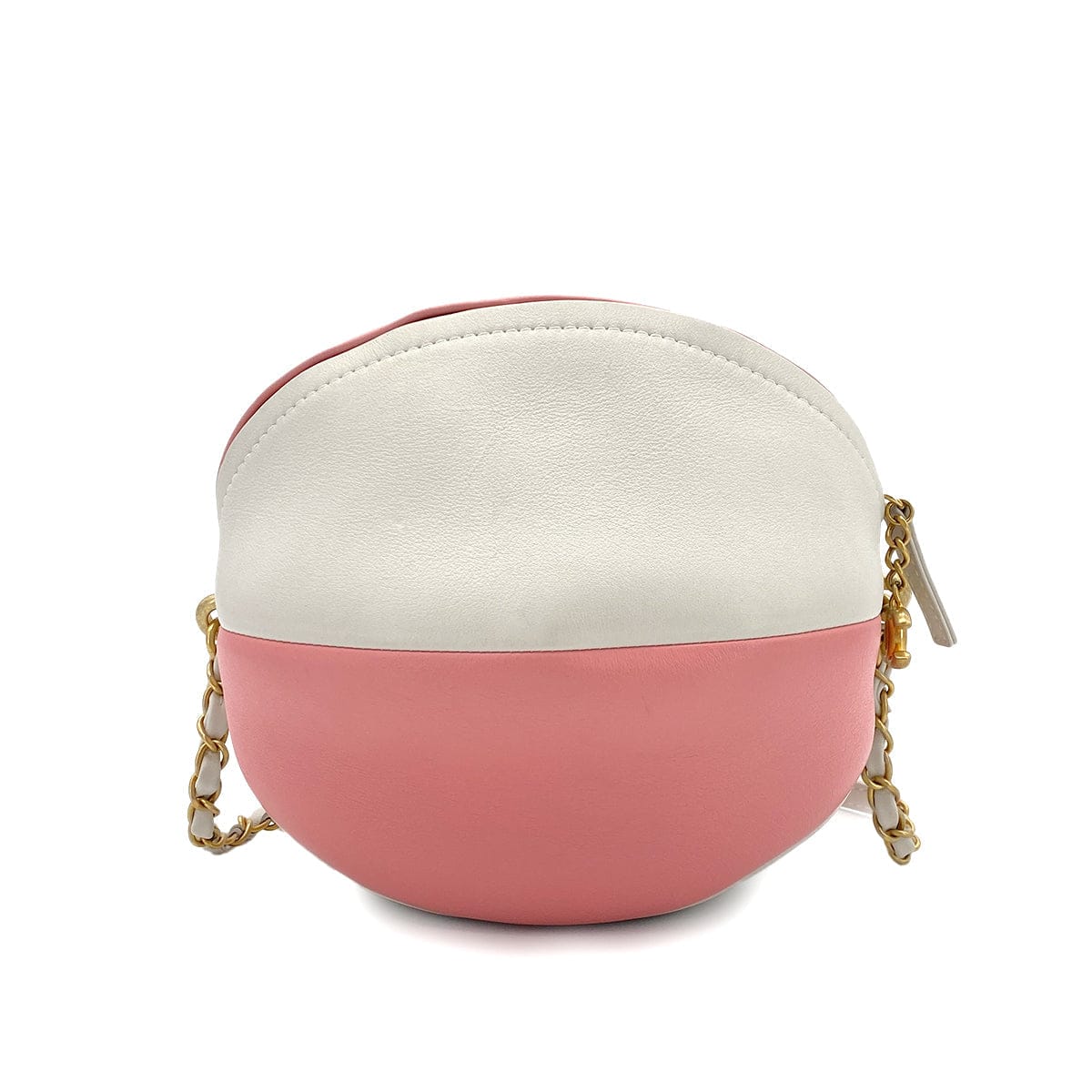 LUXURY PROMISE CHANEL BEACH COLLECTION 19SS BEACH BALL CHAIN SHOULDER BAG PINK WHITE LEATHER 90287102