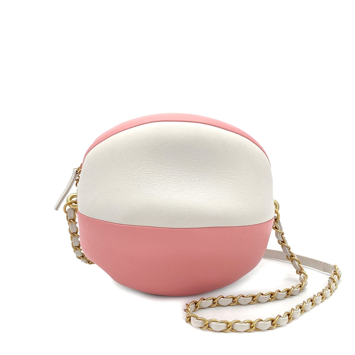 LUXURY PROMISE CHANEL BEACH COLLECTION 19SS BEACH BALL CHAIN SHOULDER BAG PINK WHITE LEATHER 90287102