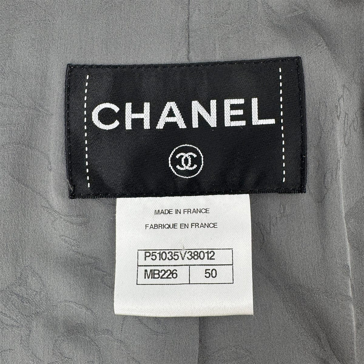 LUXURY PROMISE CHANEL CAMELLIA COCO BUTTON TWEED JACKET GRAY NYLON 50 P51 RTW 90303319