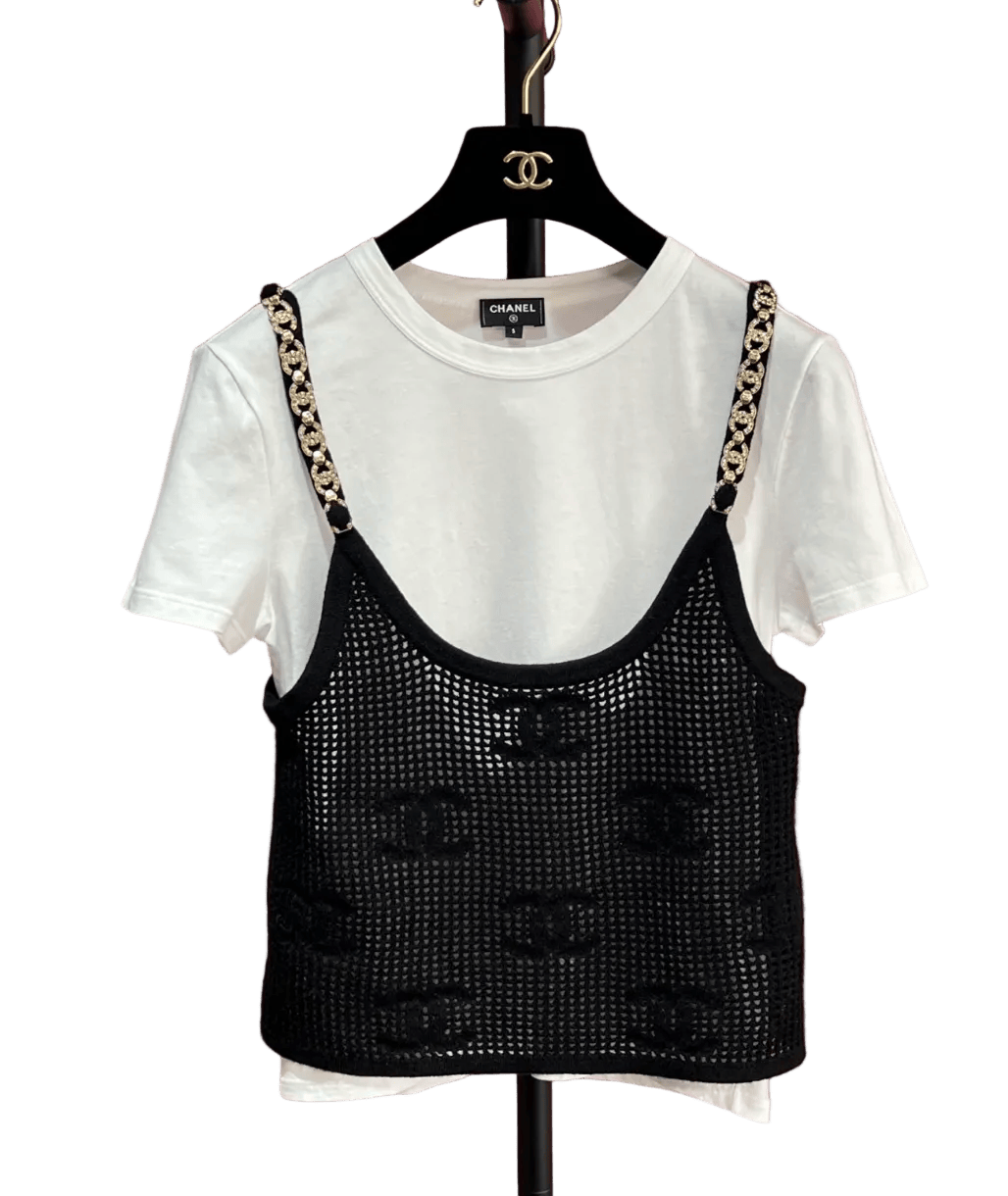 Luxury Promise CHANEL CC TOP/ TANK BLACK/ WHITE FT102086
