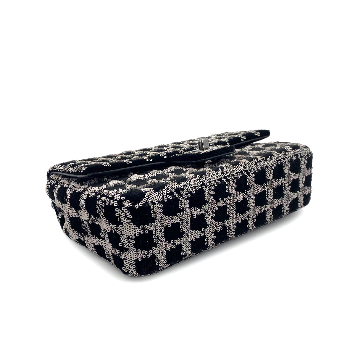 LUXURY PROMISE CHANEL CHAIN SHOULDER BAG BLACK VELOR SEQUINS 90287108
