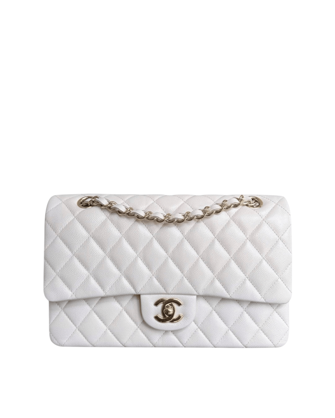 Luxury Promise Chanel Classic Flap Medium - Caviar 25CM Quilted White Gold Hardware Series 31