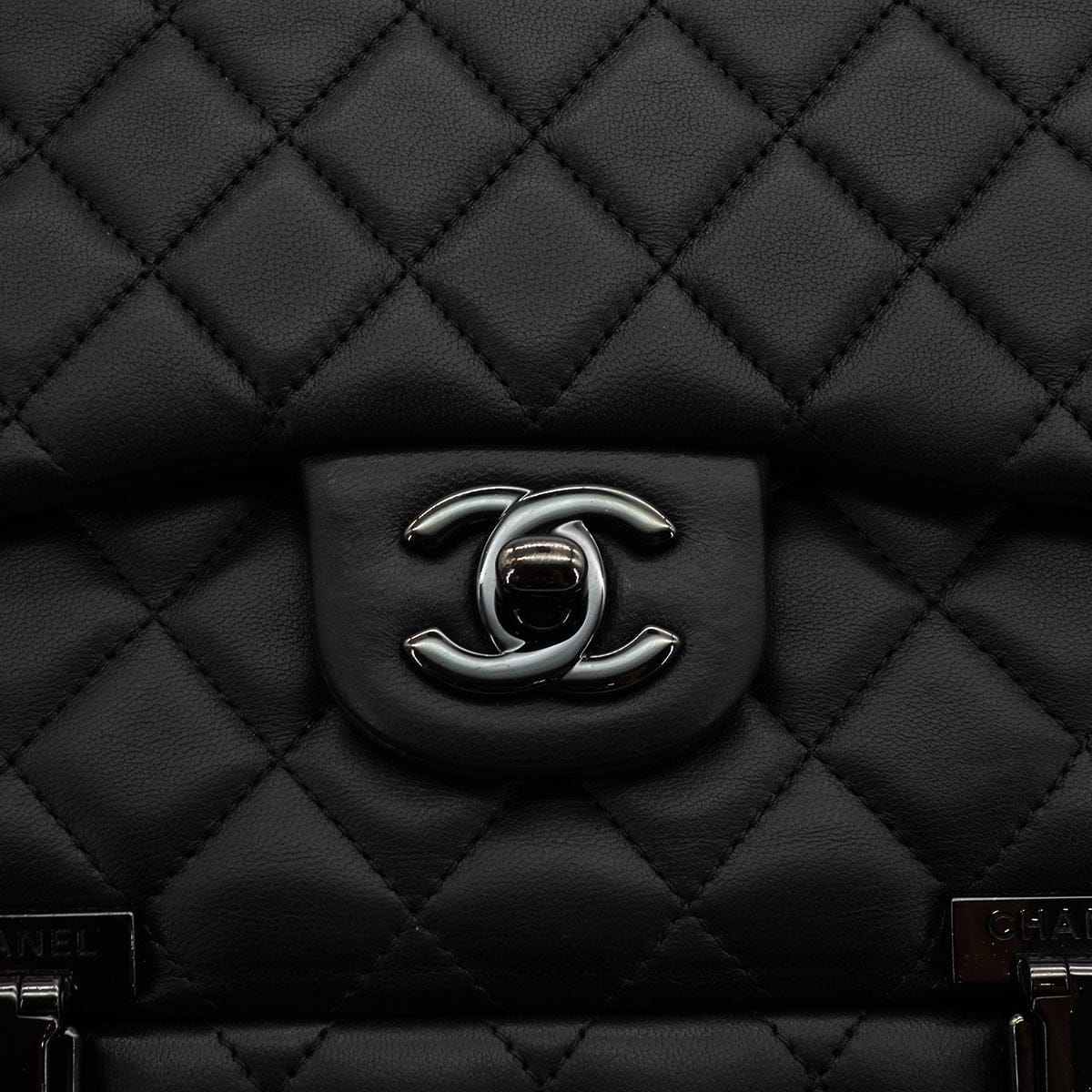 LUXURY PROMISE CHANEL COCKPIT FLAP CHAIN SHOULDER BAG BLACK LAMB SKIN BLACK HARDWARE 90341898