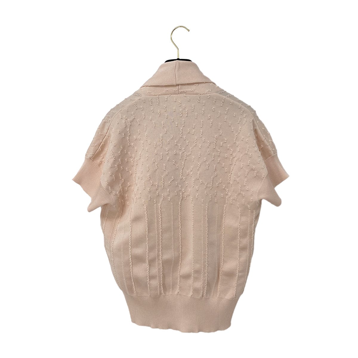 LUXURY PROMISE CHANEL COCO FAUX PEARL BUTTON CARDIGAN PINK RAYON 40 P43 RTW 90287724