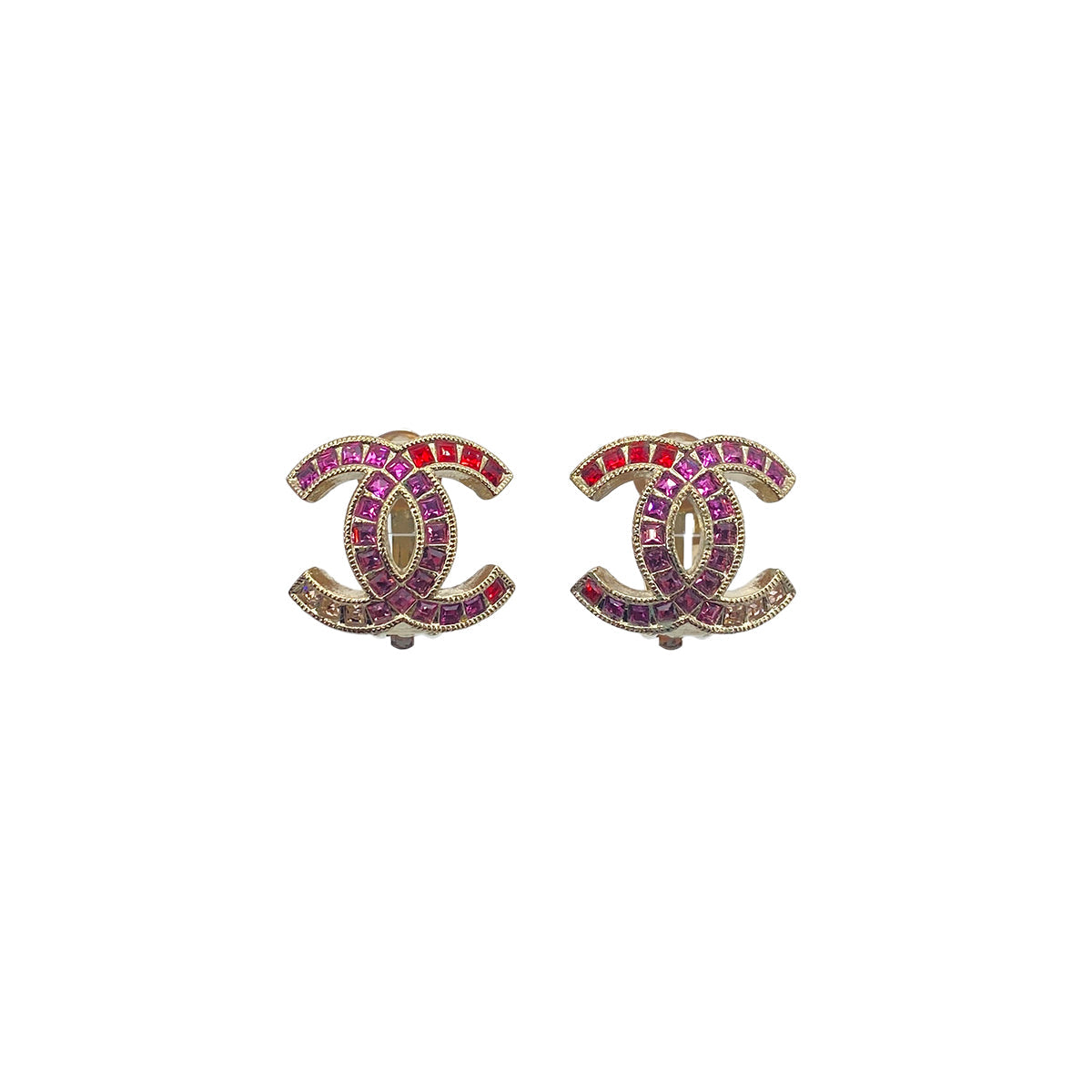 LUXURY PROMISE CHANEL EARRINGS COCOMARK COLOR STONE PINK RED ACCESSORY A17B 90276784