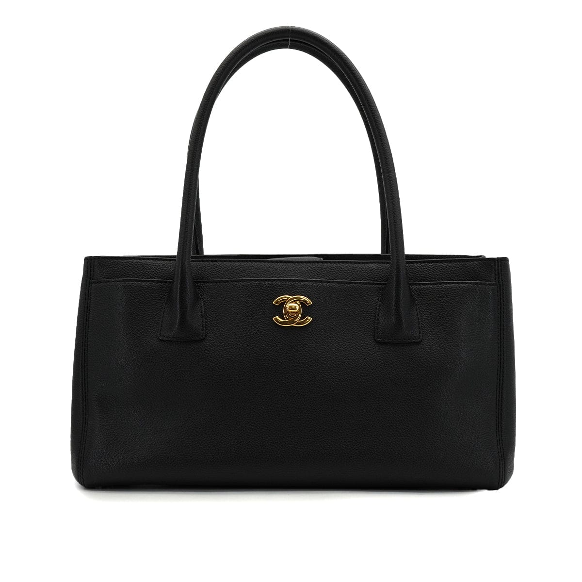 LUXURY PROMISE CHANEL EXECUTIVE TOTE HAND BAG BLACK LEATHER GOLD HARDWARE 90335833