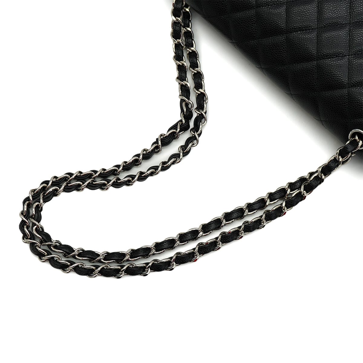 LUXURY PROMISE CHANEL JUMBO MATELASSE 30 CHAIN SHOULDER BAG BLACK CAVIAR SKIN SILVER HARDWARE 90342415