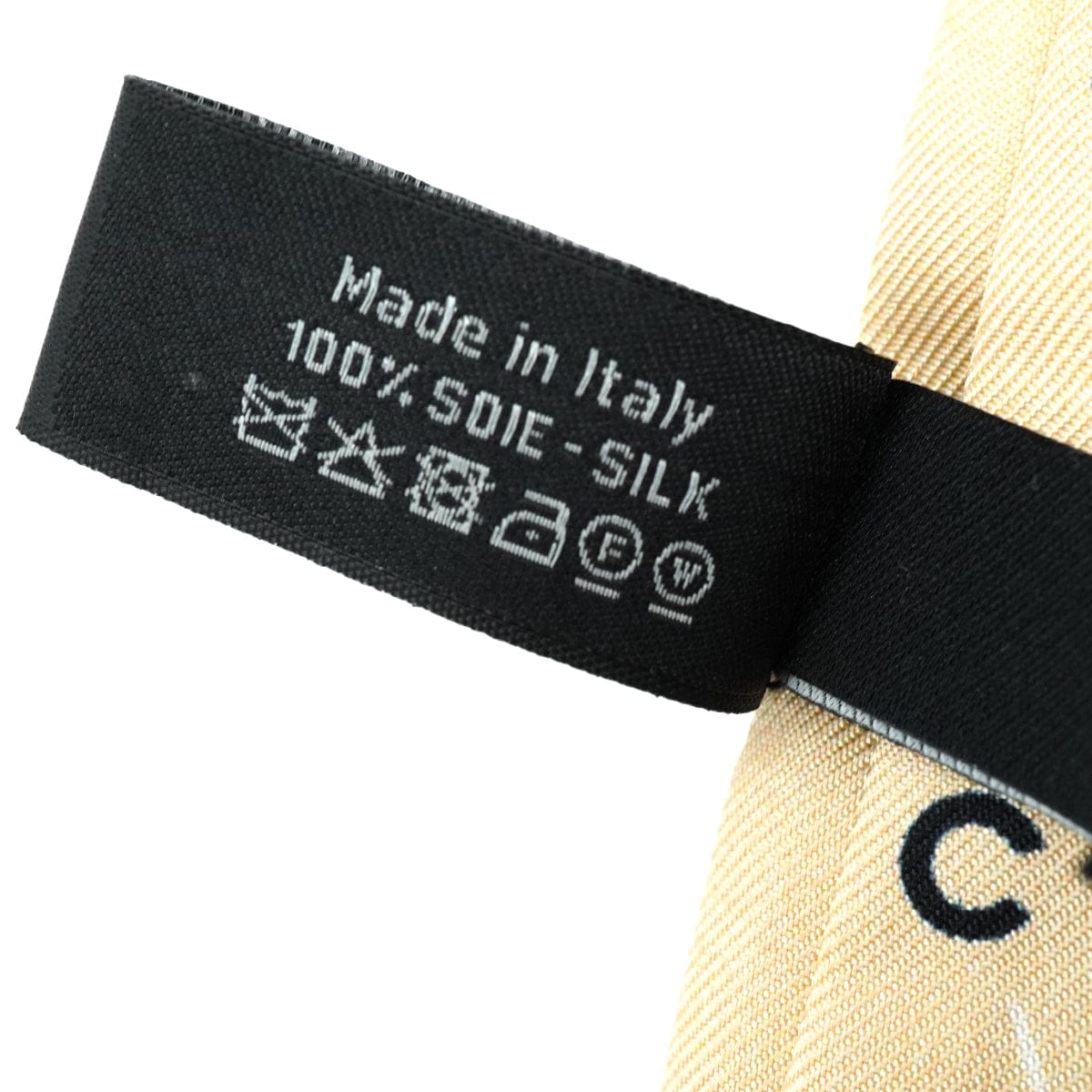 LUXURY PROMISE CHANEL LOGO PATTERN SCARF HAIR BAND BEIGE SILK ACCESSORY 90343246
