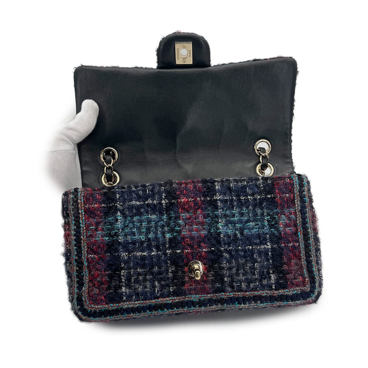 CHANEL MATELASSE CHAIN SHOULDER BAG MULTICOLOR TWEED GOLD HARDWARE 90318757